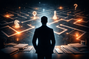 Abstract image representing transformational resilience through strategic thinking and clear decision-making under pressure.